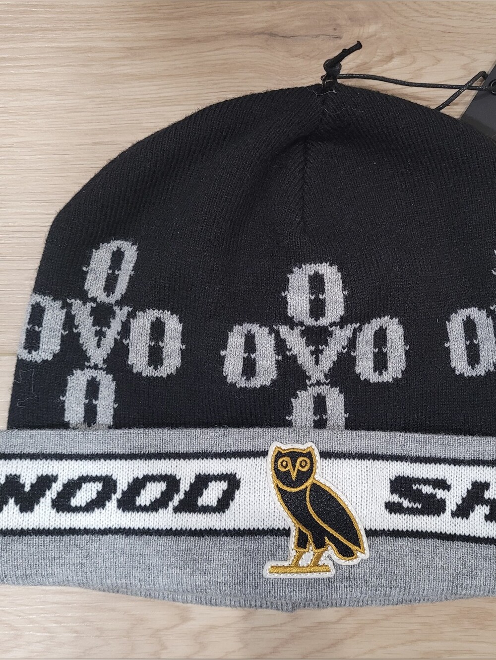 OVO Logo Black & Gray Knit Sherwood Beanie